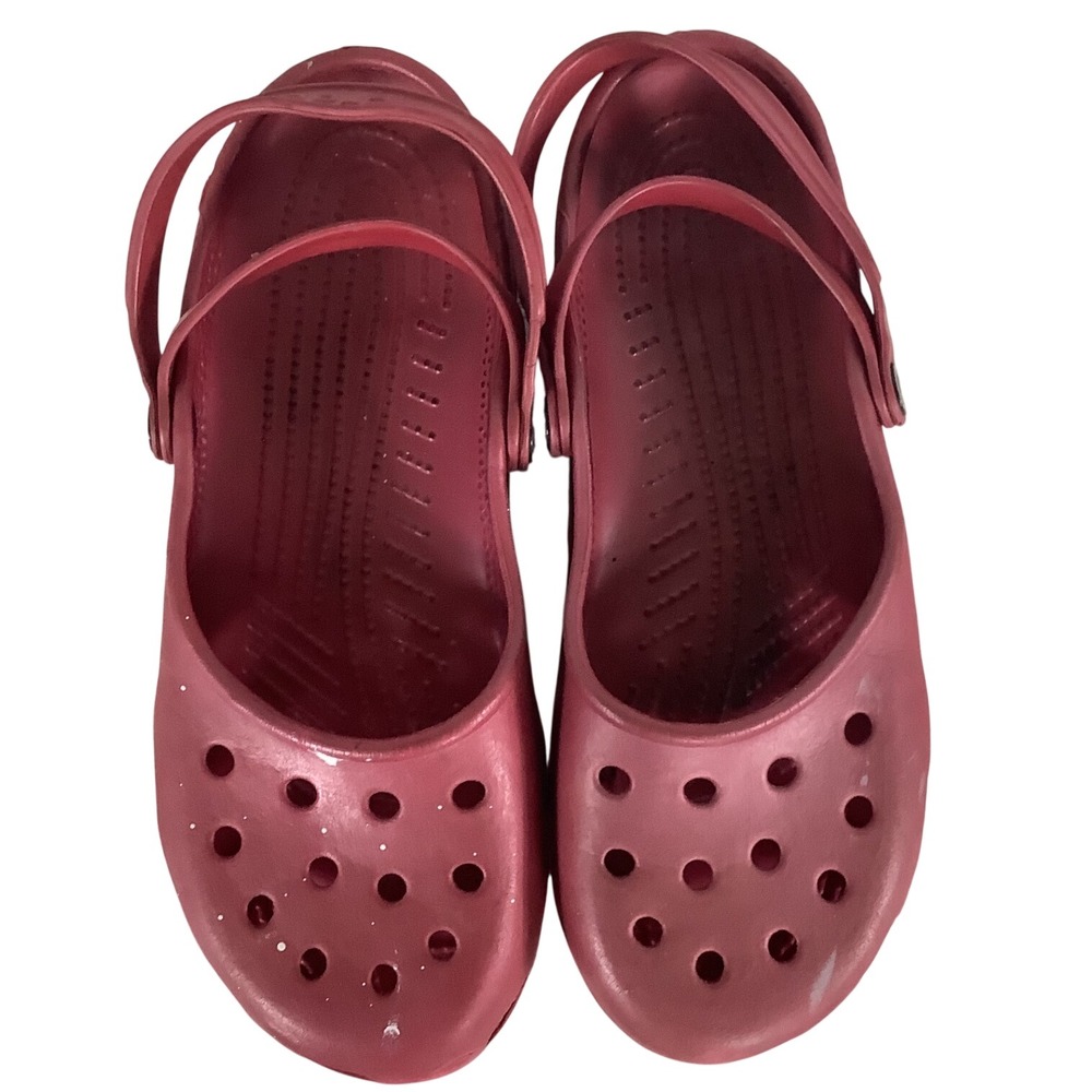 Crocs Mary Jane Clogs Burgundy Red Womens Size 12 Slip On Comfort Shoes